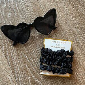 "Bride Tribe" Bachelorette Heart-Eyes Sunglasses & Sentimental Scrunchies